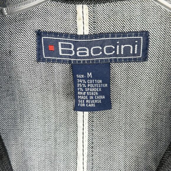 Denim Jacket BACCINI Womens Long Sleeve Buttoned Black Size M - Picture 15 of 16